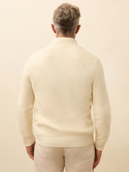Sunwashed Quarter Zip Sweater - White Shell