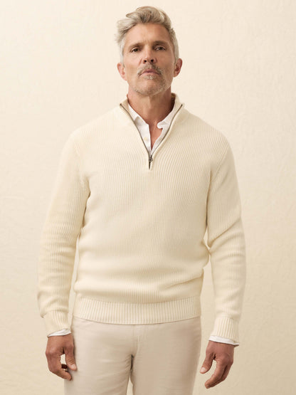 Sunwashed Quarter Zip Sweater - White Shell