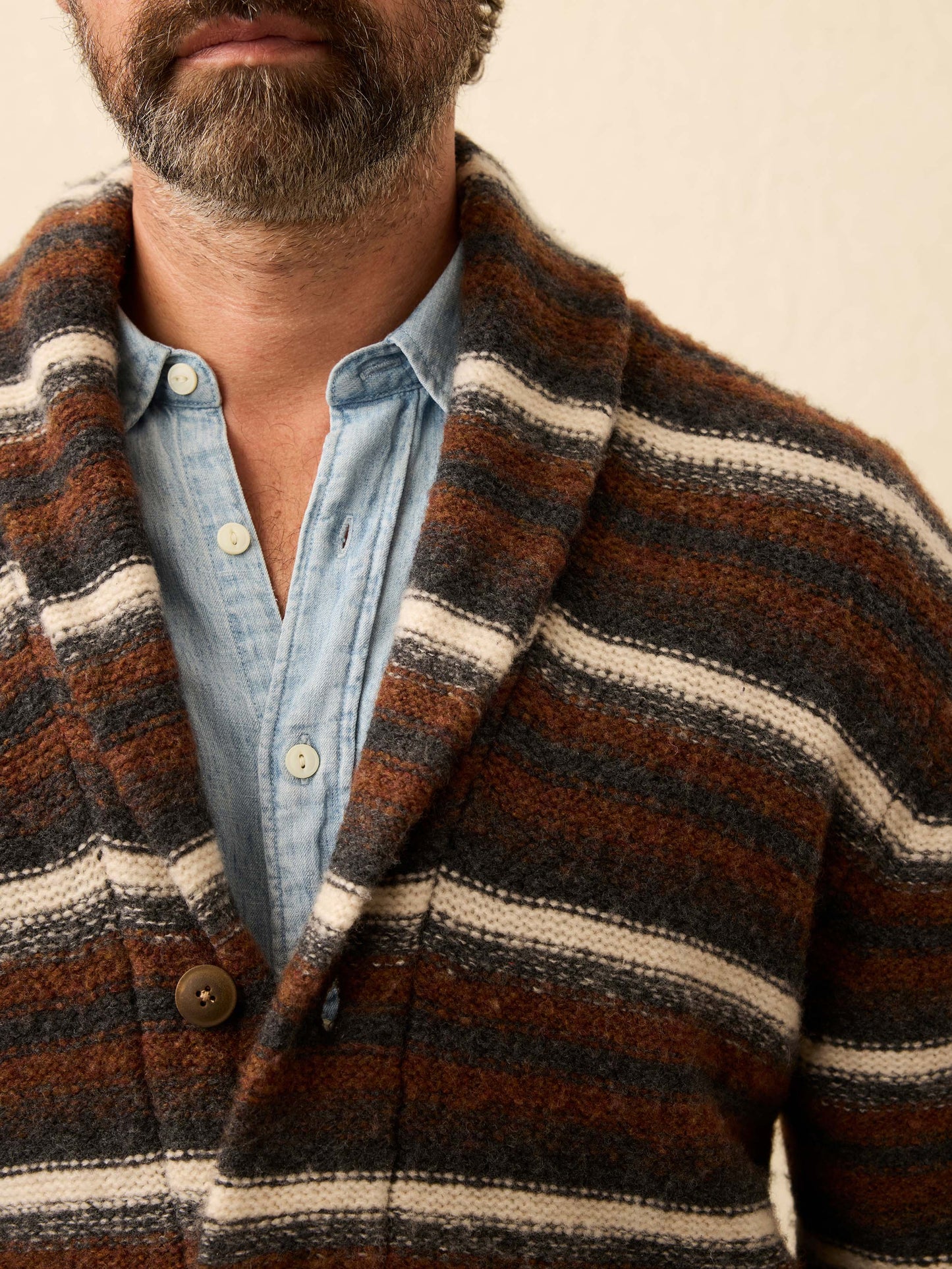 Striped Cardigan Sweater - Rocky Peak Stripe