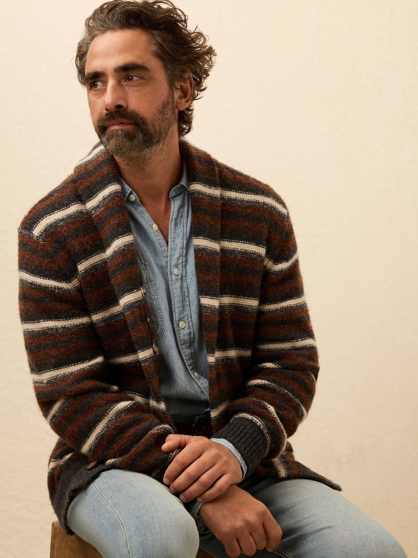 Striped Cardigan Sweater - Rocky Peak Stripe