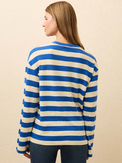 Sunwashed Organic Long-Sleeve Retro Tee - Sea Stripe