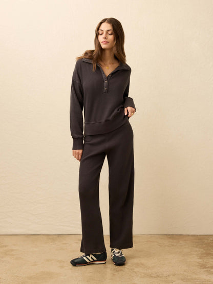 Apres Waffle Henley - Washed Black
