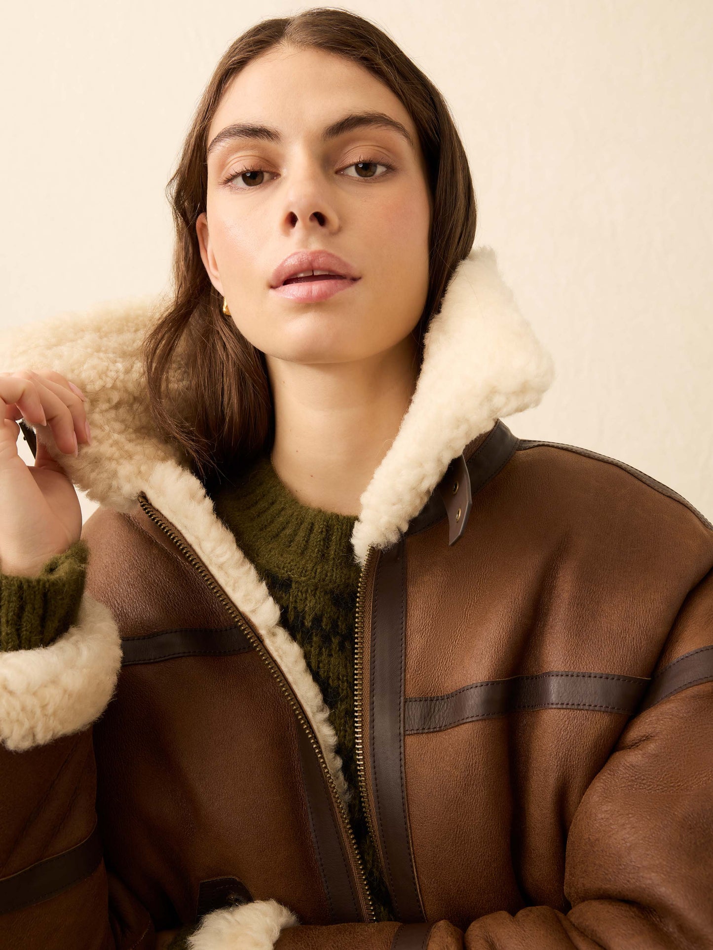 Sedona Shearling Flight Jacket - Brown