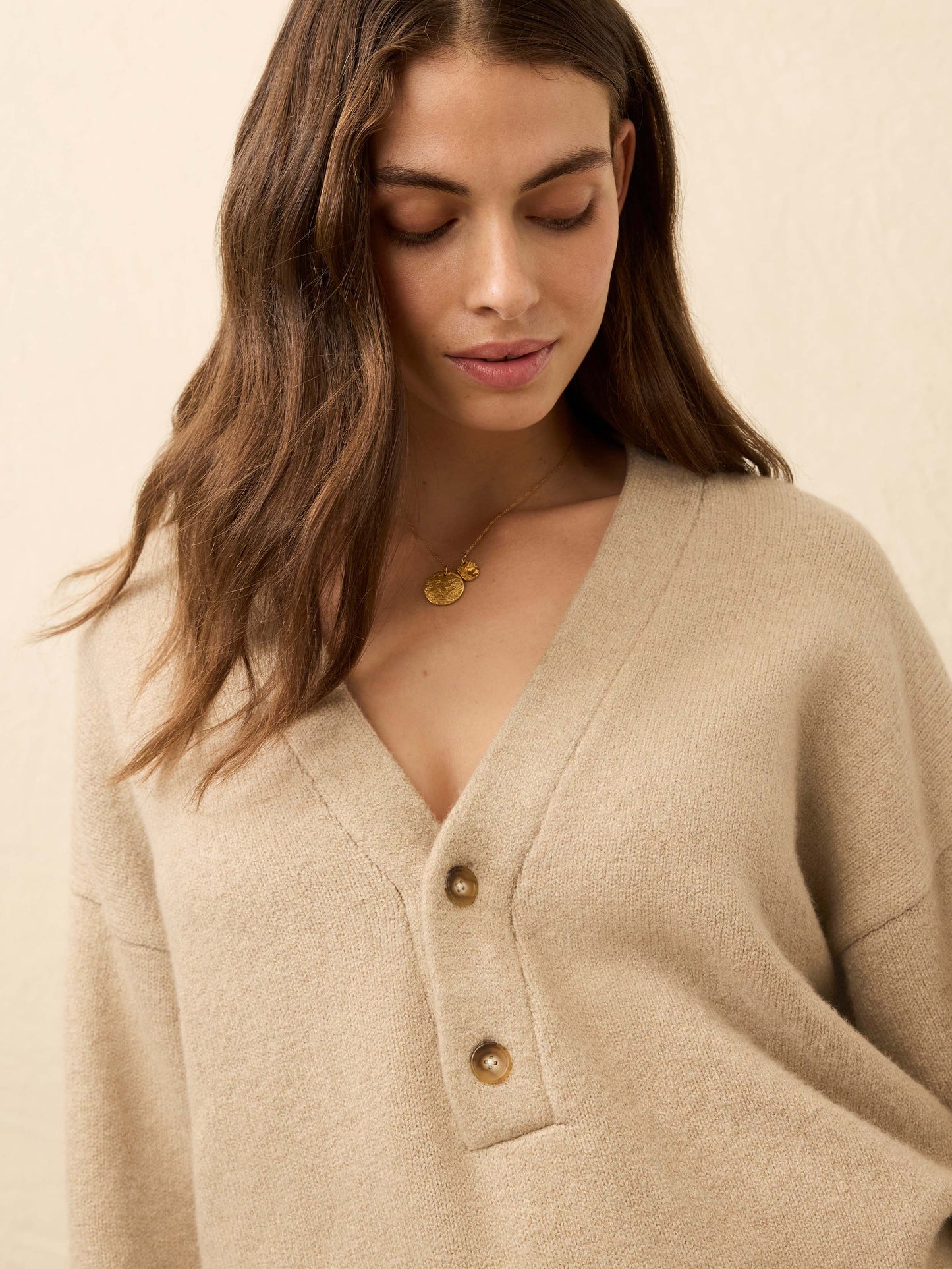 Jackson V Neck Popover - Oatmeal Heather
