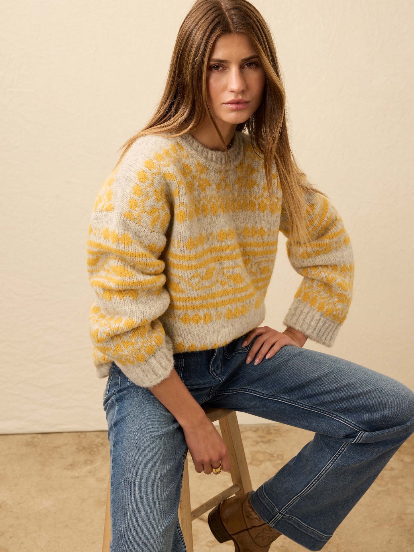 Powder Peak Boyfriend Sweater - Glacier Oat