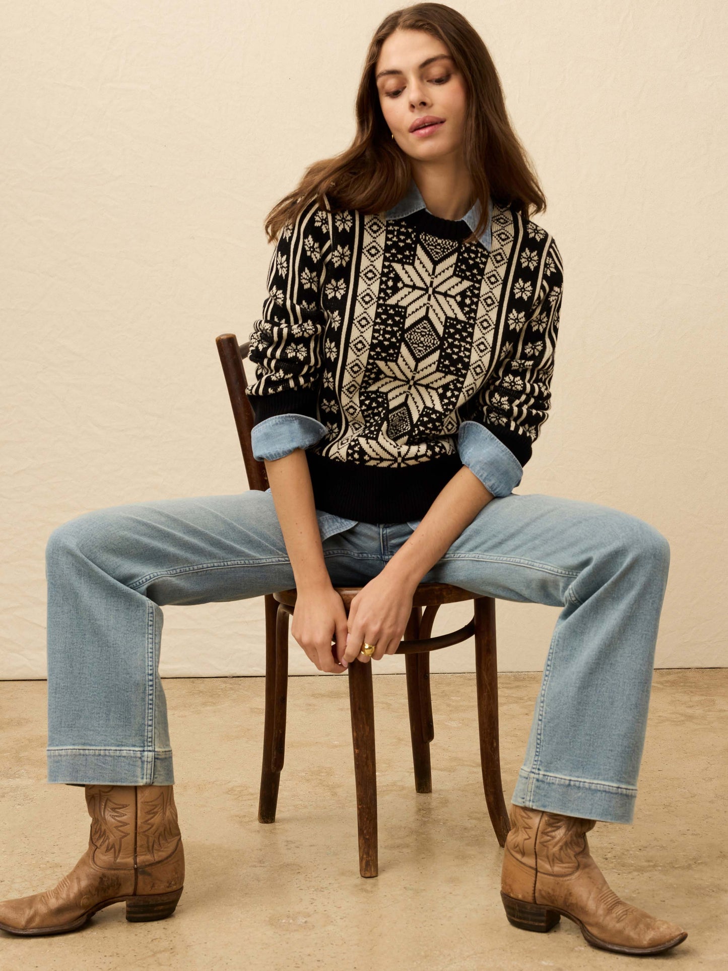 Sun Valley Crewneck - Midnight Snowflake