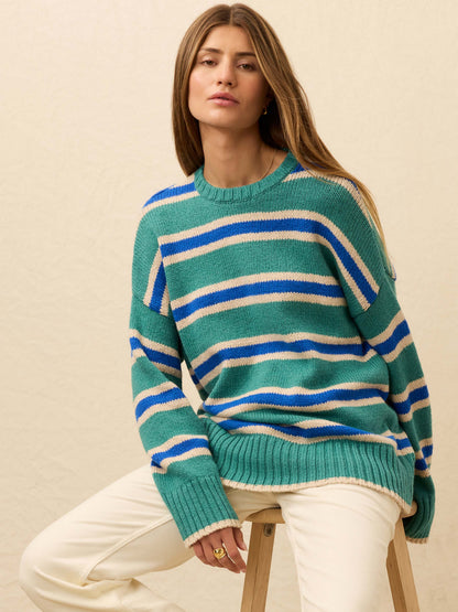 Heirloom Cotton Summit Pullover - Shoreline Green Stripe