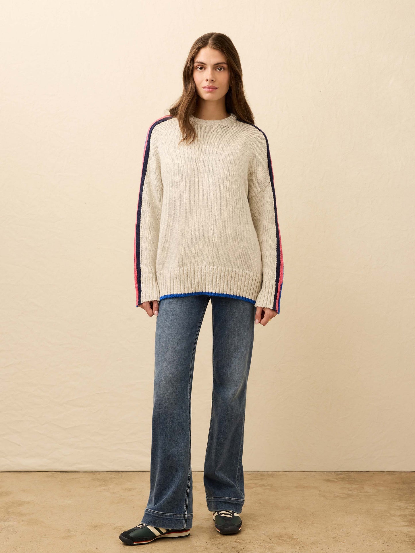 Heirloom Cotton Summit Pullover - Ice Grey Heather Stripe