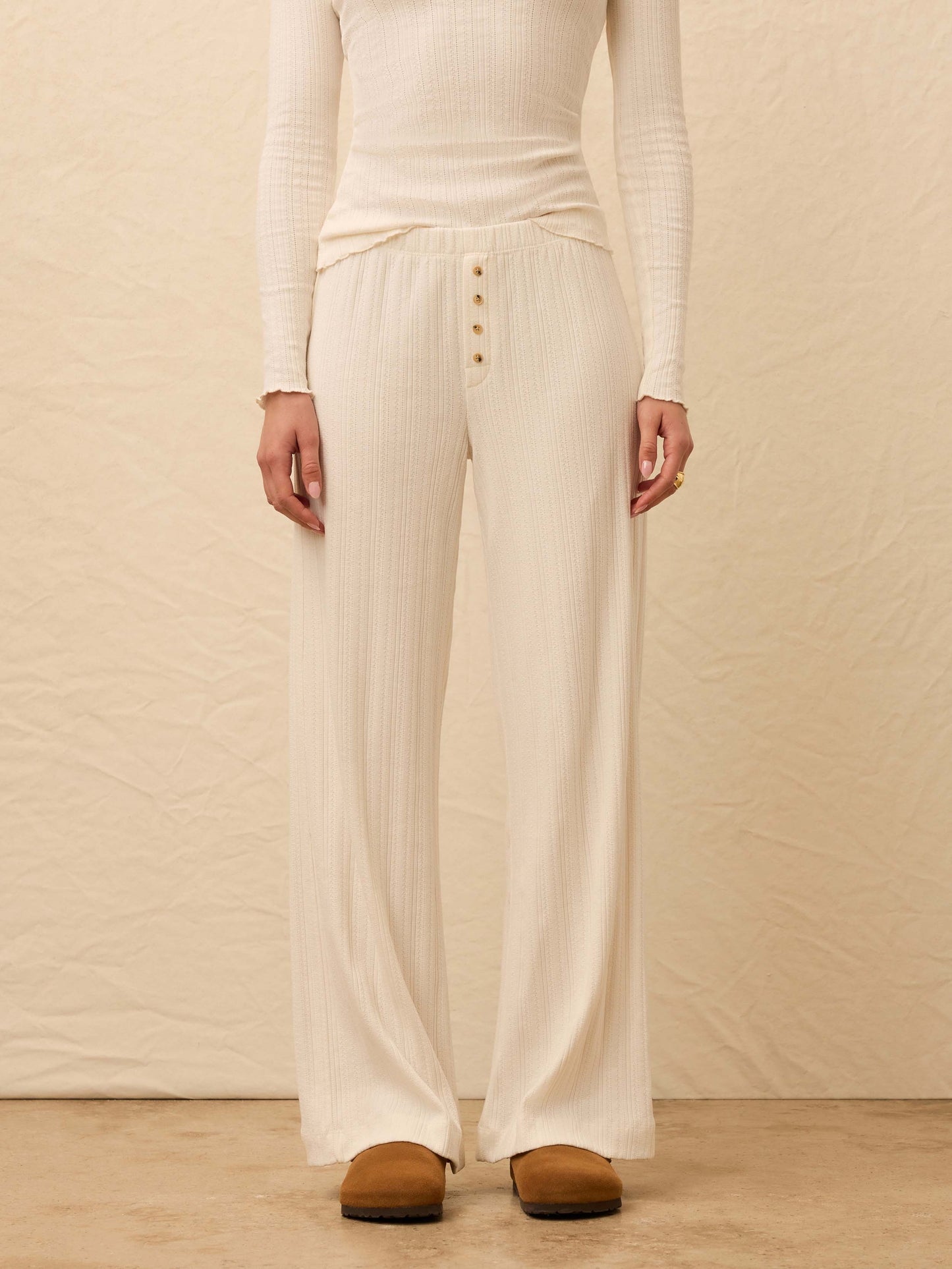 Paradise Pointelle Pant - Egret