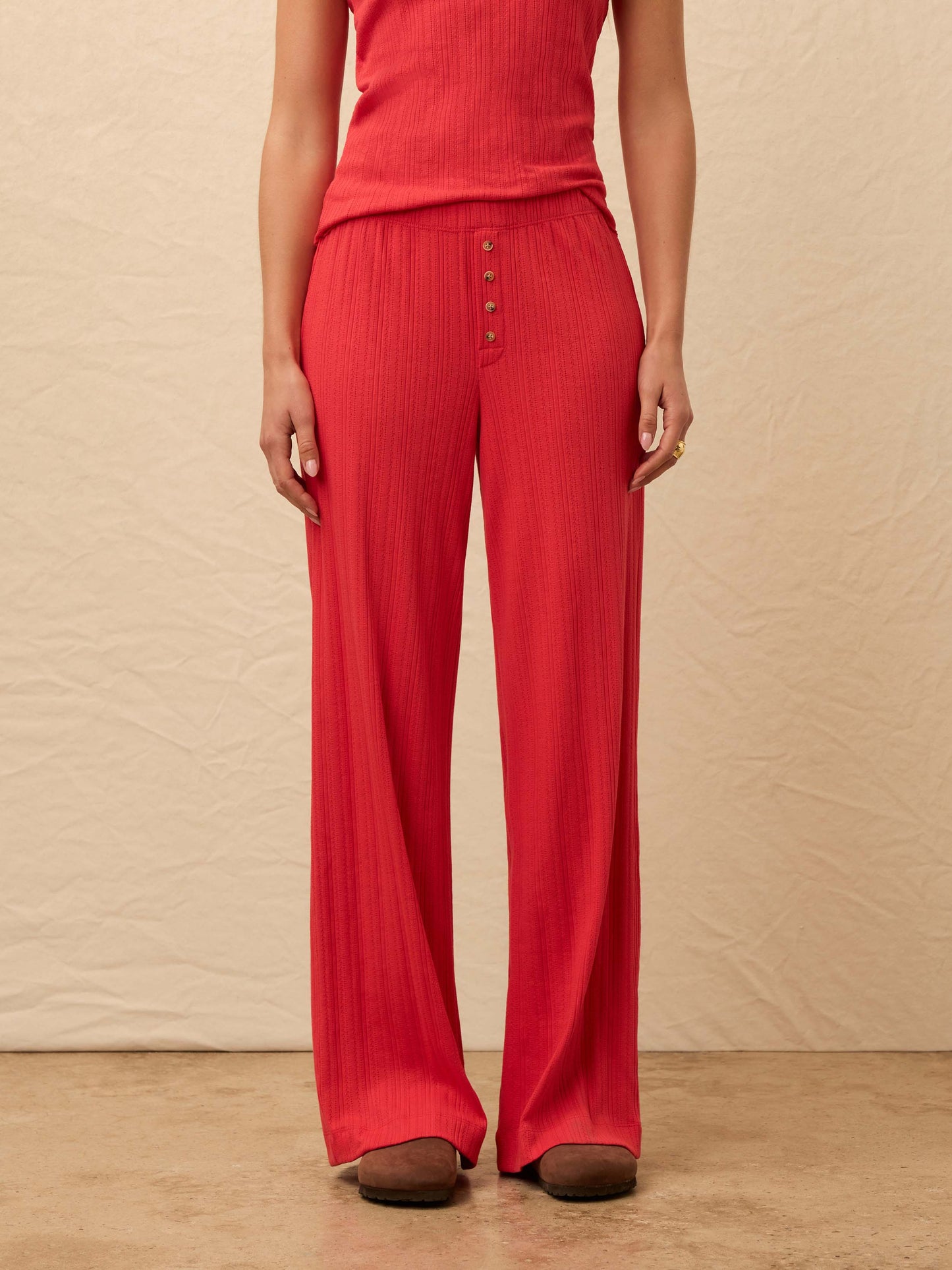 Paradise Pointelle Pant - Tomato