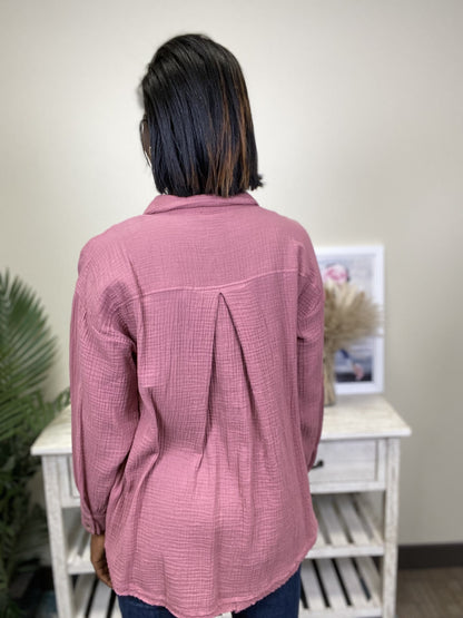 Gotta Move On Collar Button Up Women's Long Sleeve Top