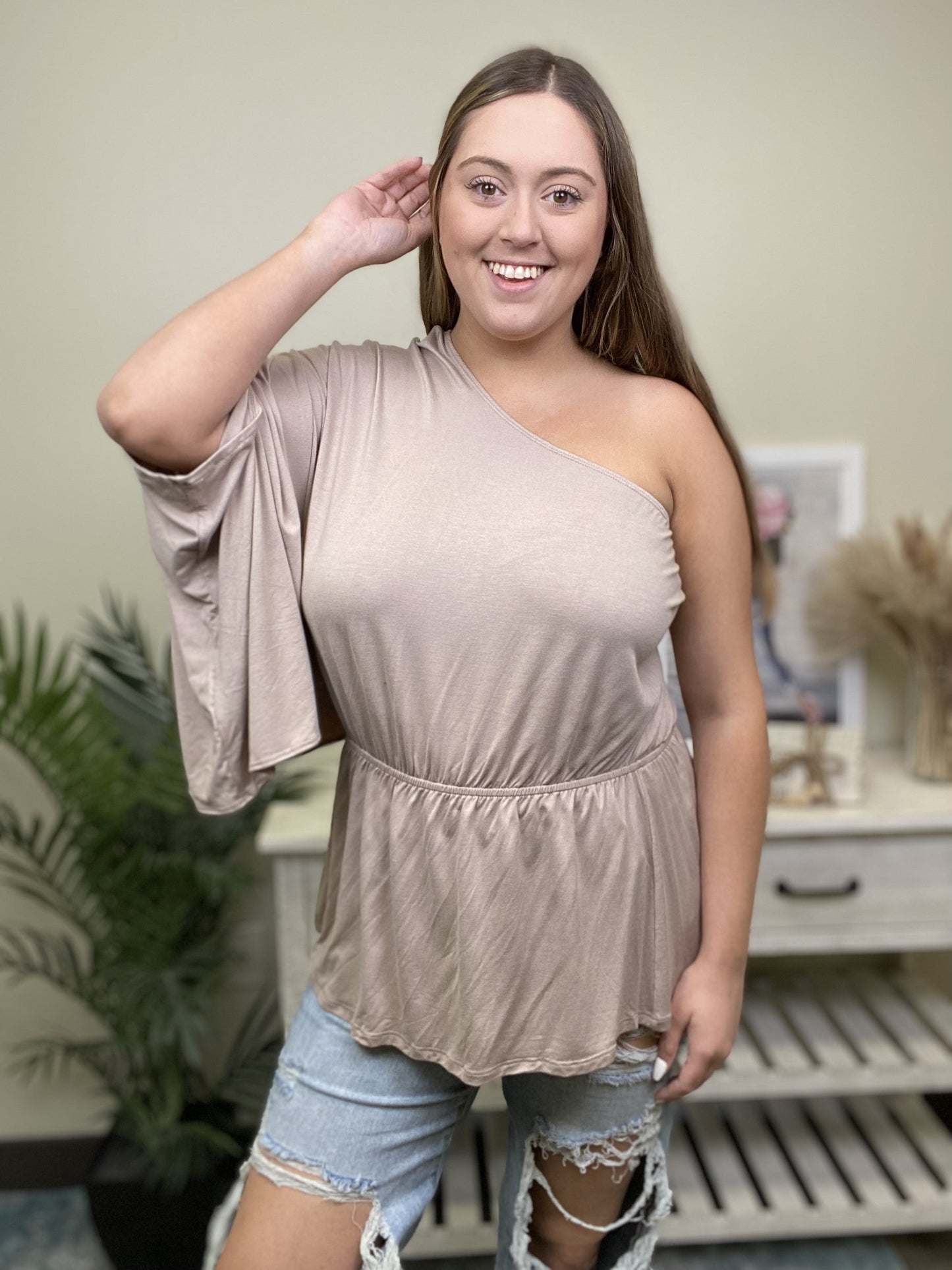 Sprinkle Of Spice Women's Flared One Shoulder Top