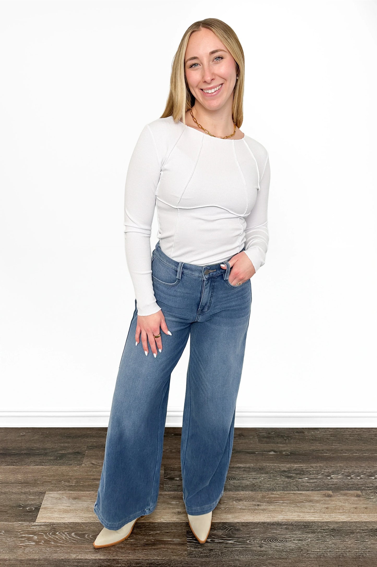 ALB Custom Women's Ribbed Exposed Seam Long Sleeve Top