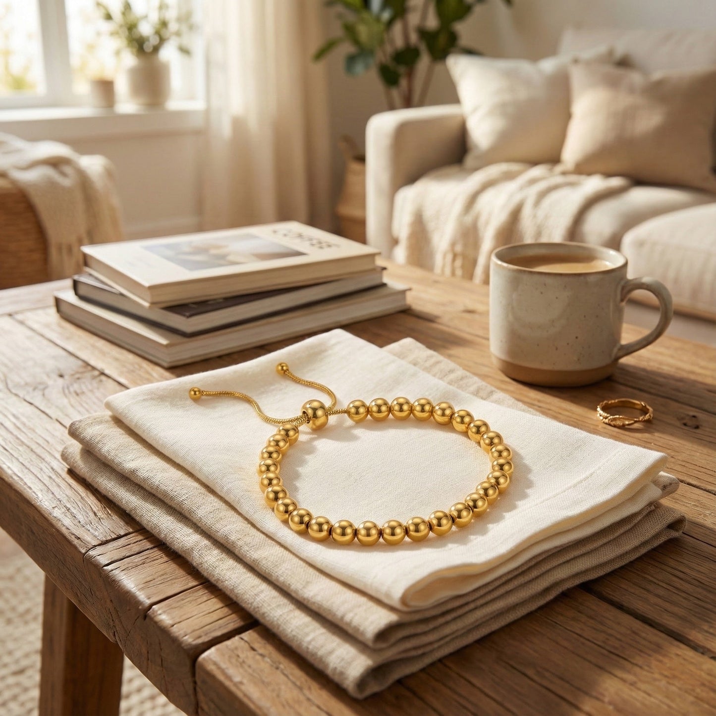 ALB Custom Gold Adjustable Beaded Bracelet