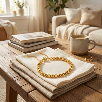ALB Custom Gold Adjustable Beaded Bracelet