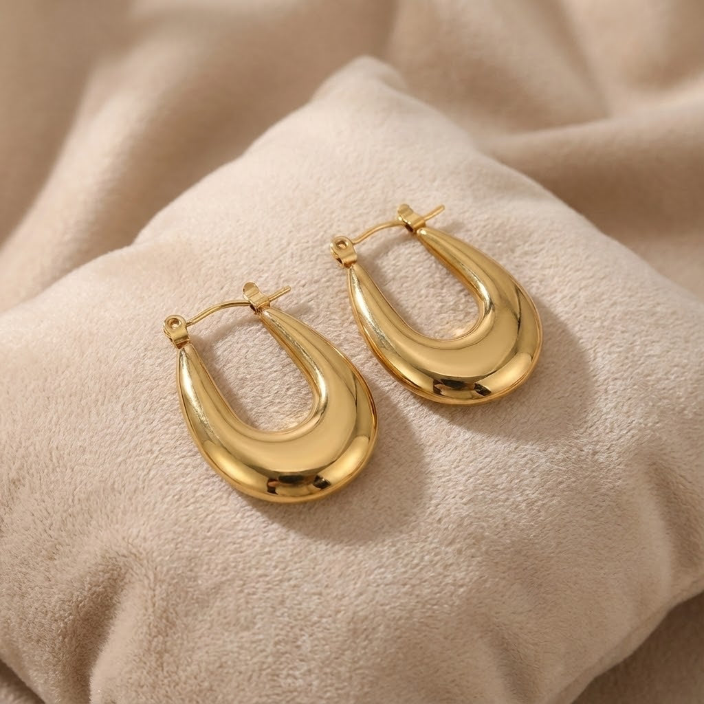 ALB Custom Gold Oval Hoop Earrings