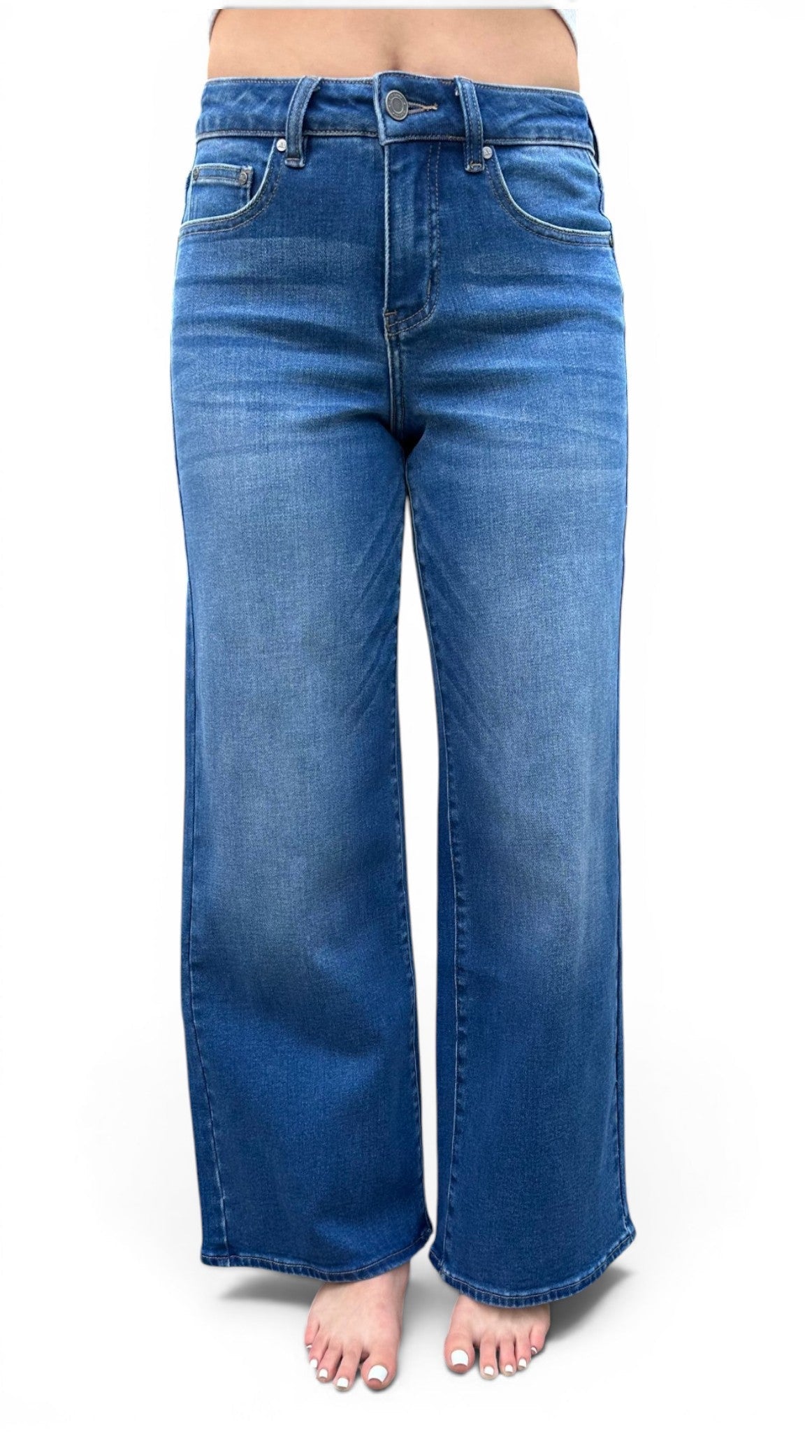 The Isabella Mid-Rise Tummy Control Vintage Wash Straight Leg Jeans