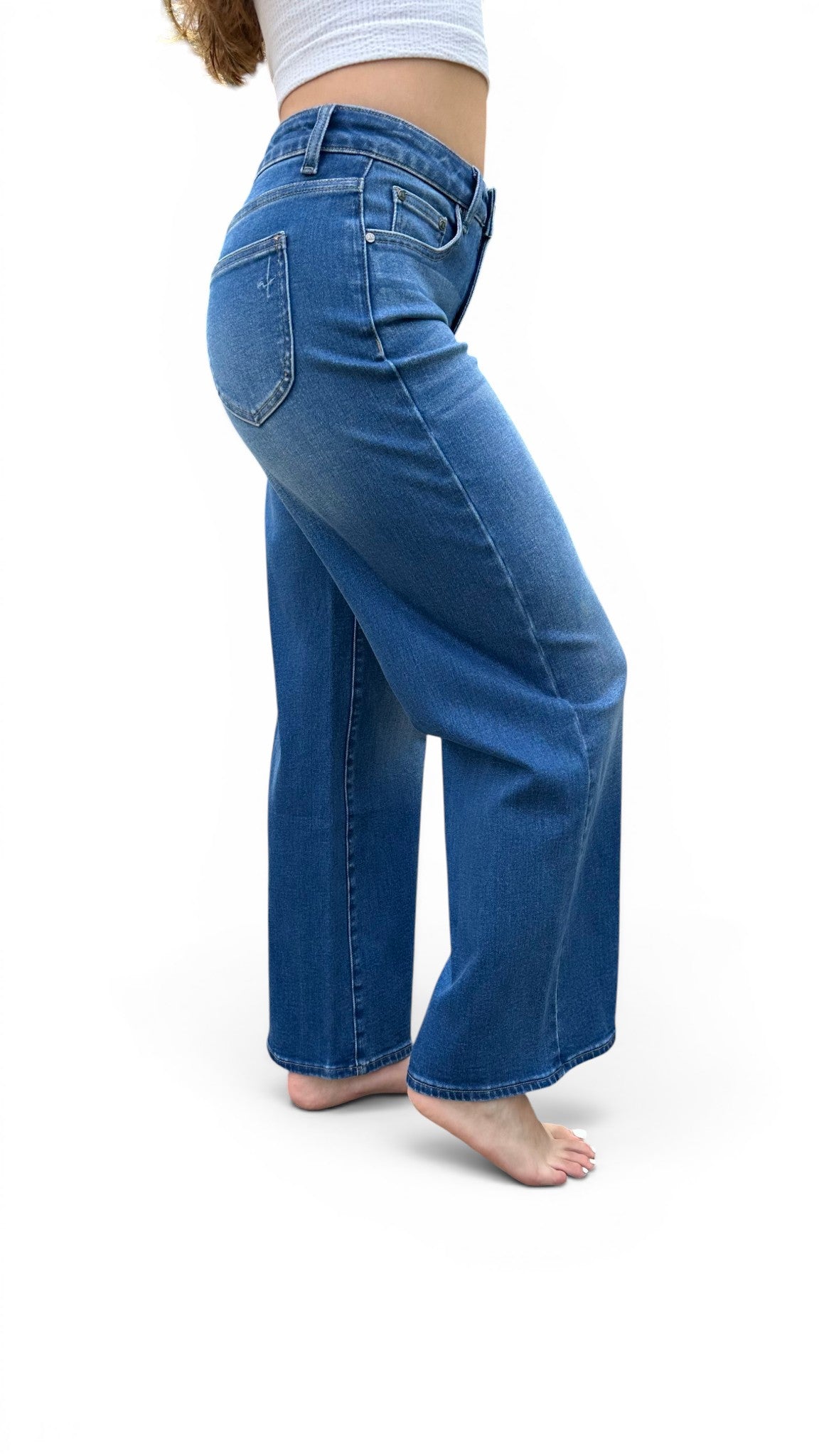 The Isabella Mid-Rise Tummy Control Vintage Wash Straight Leg Jeans