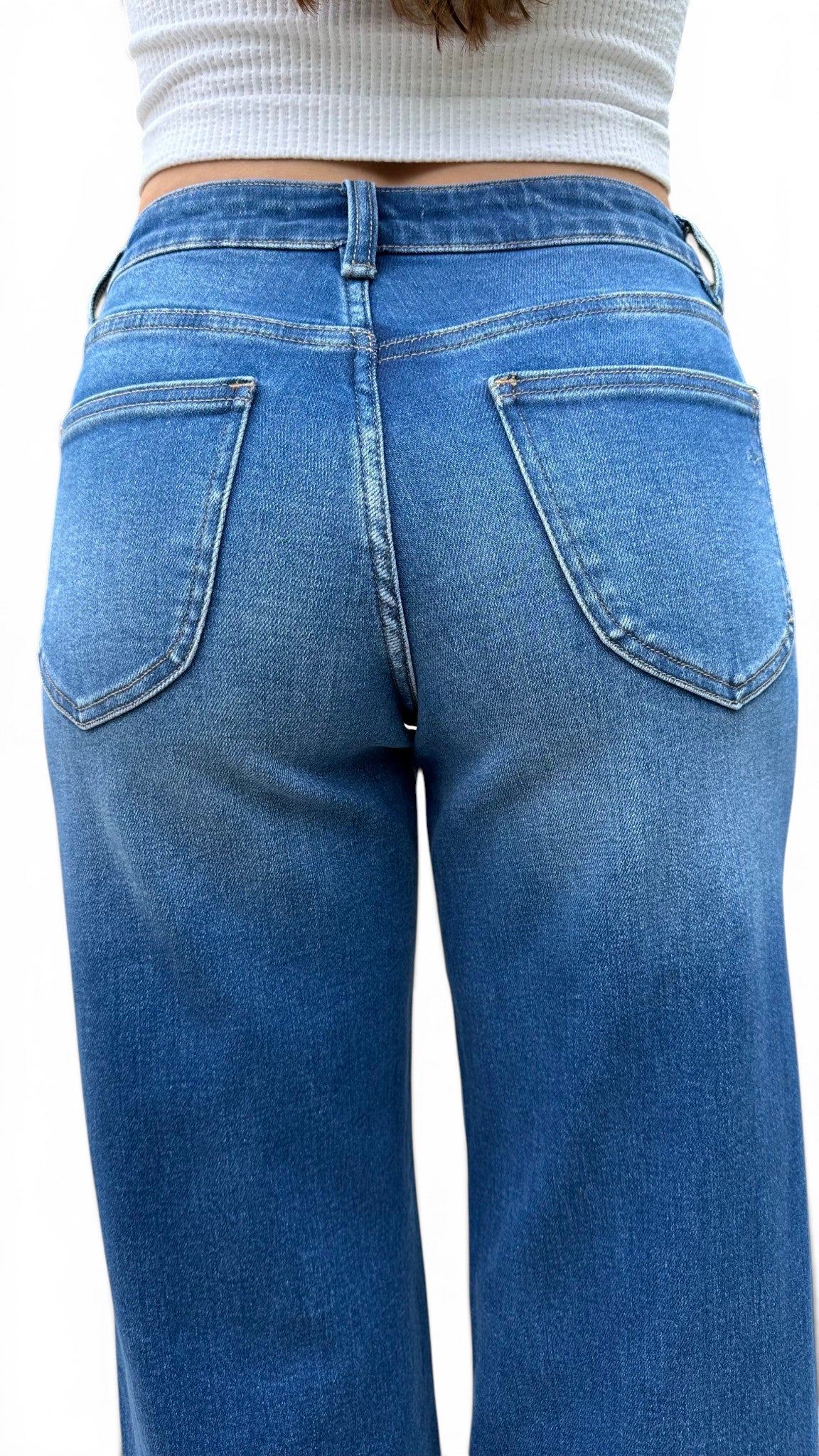 The Isabella Mid-Rise Tummy Control Vintage Wash Straight Leg Jeans