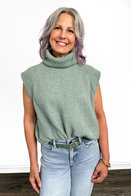 Women's Ribbed Turtleneck Sleeveless Sweater Vest by Ava Lane