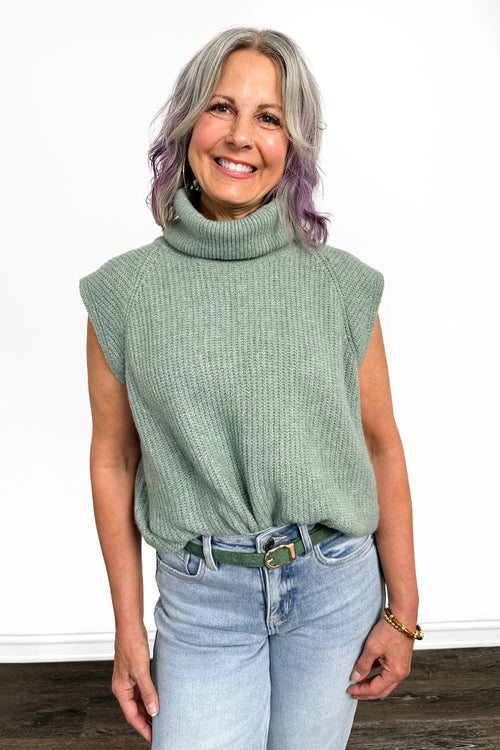 Women's Ribbed Turtleneck Sleeveless Sweater Vest by Ava Lane