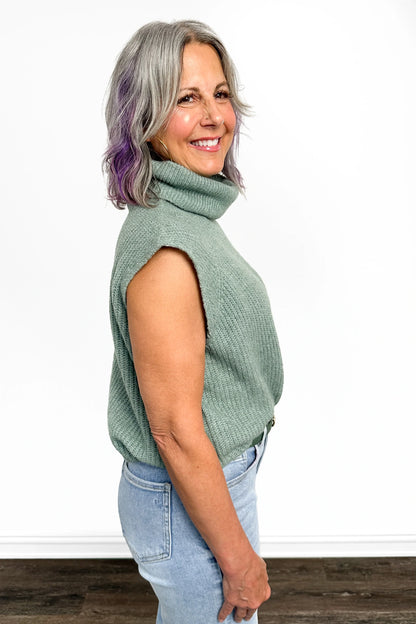 Women's Ribbed Turtleneck Sleeveless Sweater Vest by Ava Lane