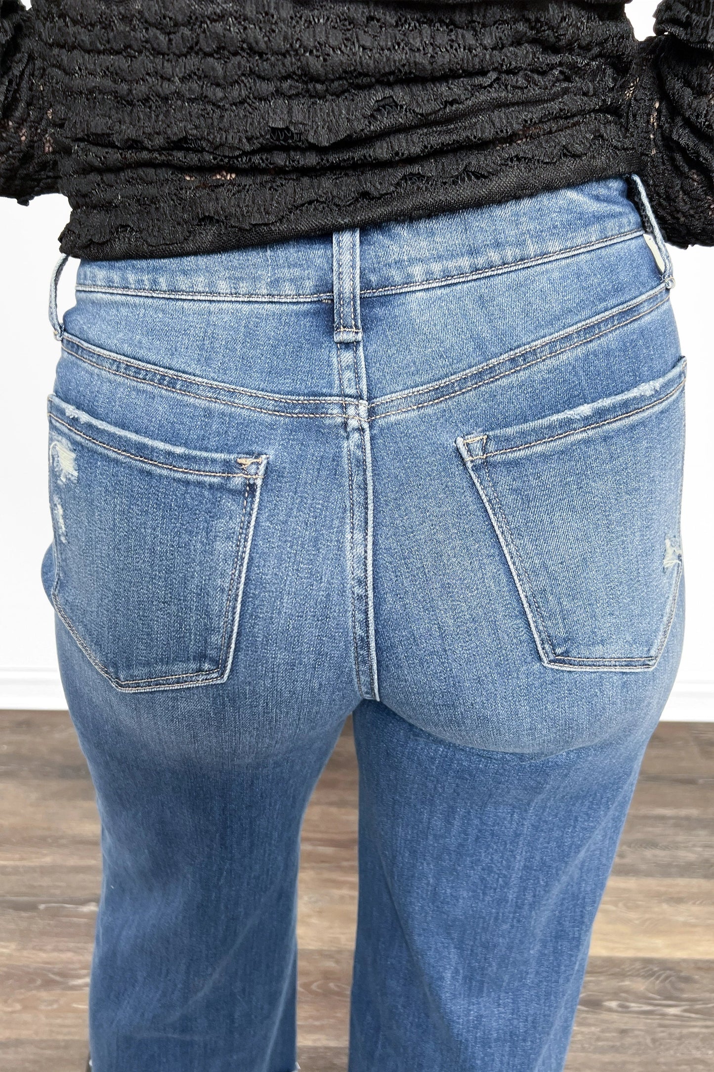 The Leanne High-Rise A Line Wide Leg Cuffed Denim