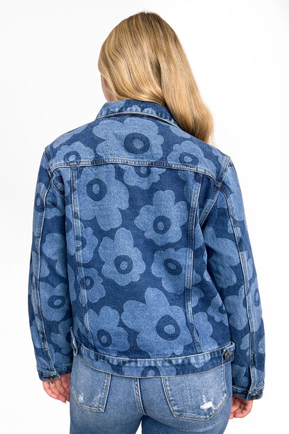 The Palmer Floral Medium Wash Denim Jacket