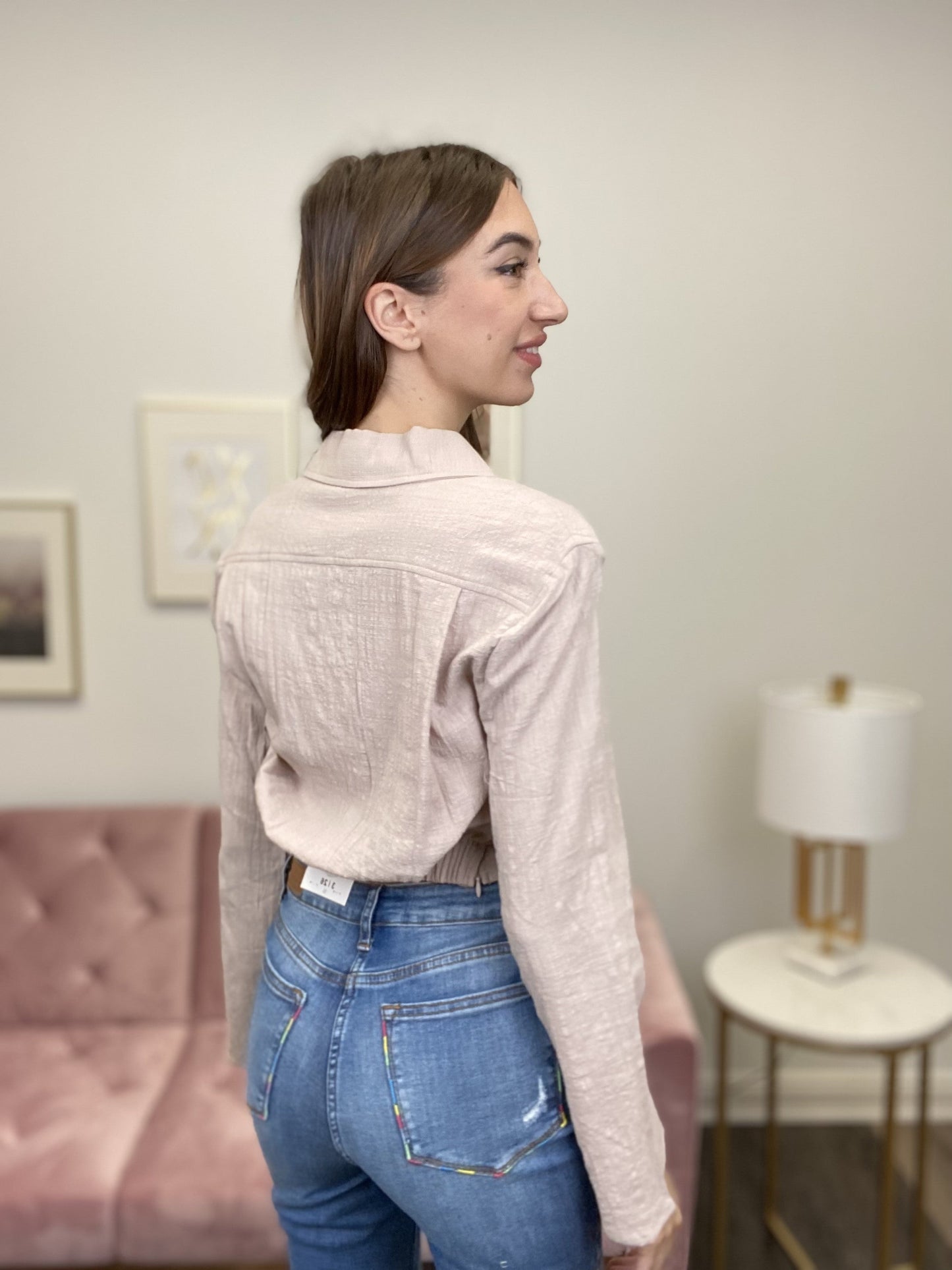 Popular To Boot Women's Twist Front Long Sleeve Top