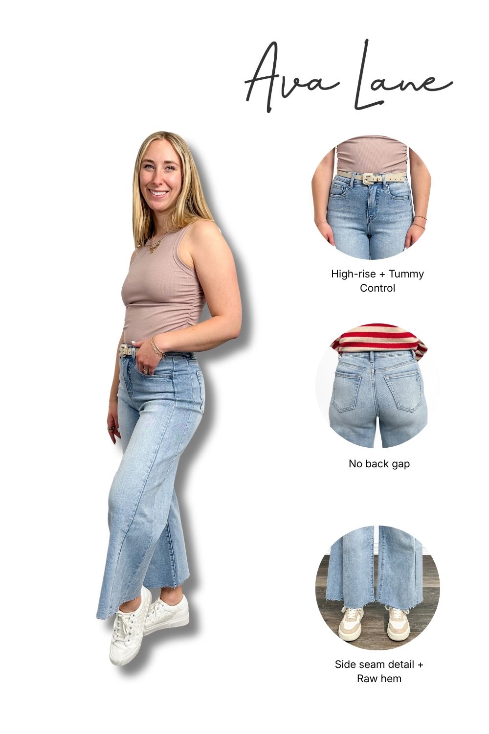 The Kayla High-Rise Tummy Control Cropped Wide Leg Jeans