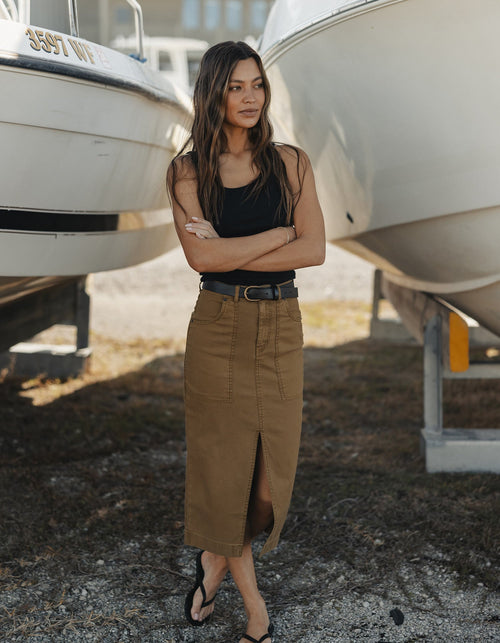 Scout Canvas Shipyard Skirt in Tobacco