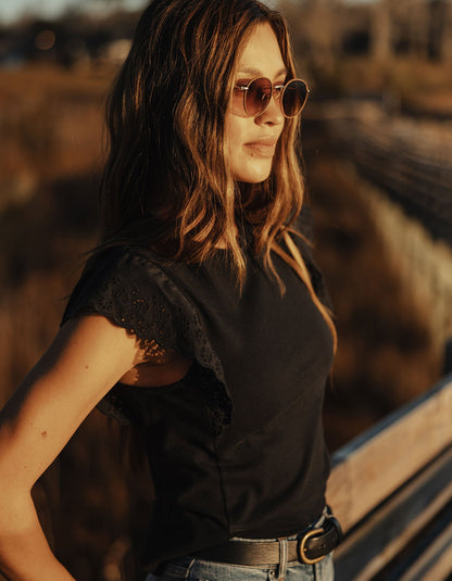 Marnie Eyelet Top in Black