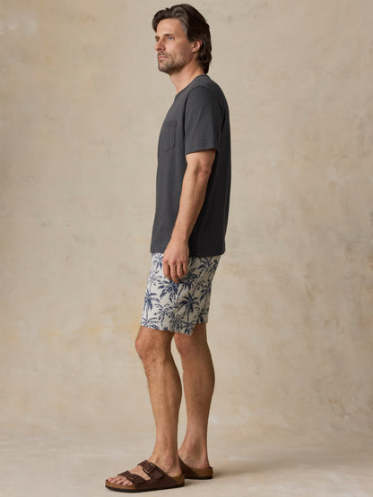 Cabana Towel Terry Sweatshort - Ivory Tropic Trees