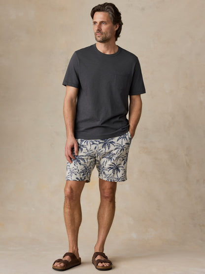 Cabana Towel Terry Sweatshort - Ivory Tropic Trees