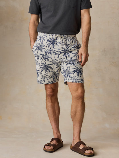 Cabana Towel Terry Sweatshort - Ivory Tropic Trees