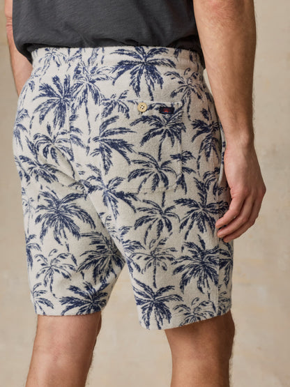 Cabana Towel Terry Sweatshort - Ivory Tropic Trees