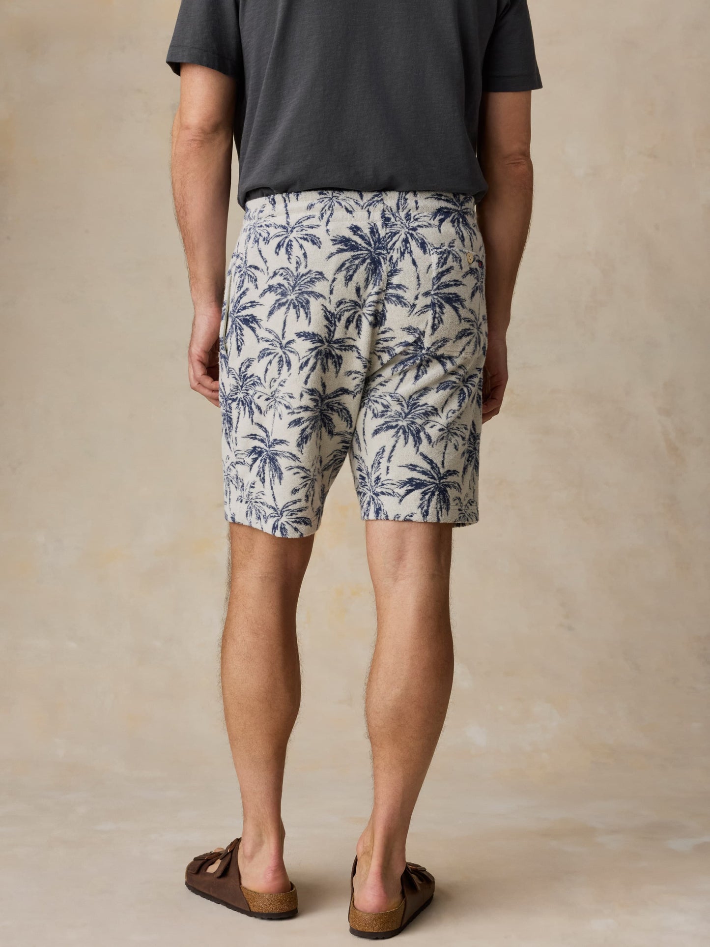 Cabana Towel Terry Sweatshort - Ivory Tropic Trees