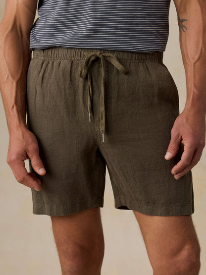 Essential Linen Short (6.5") - Dark Palm
