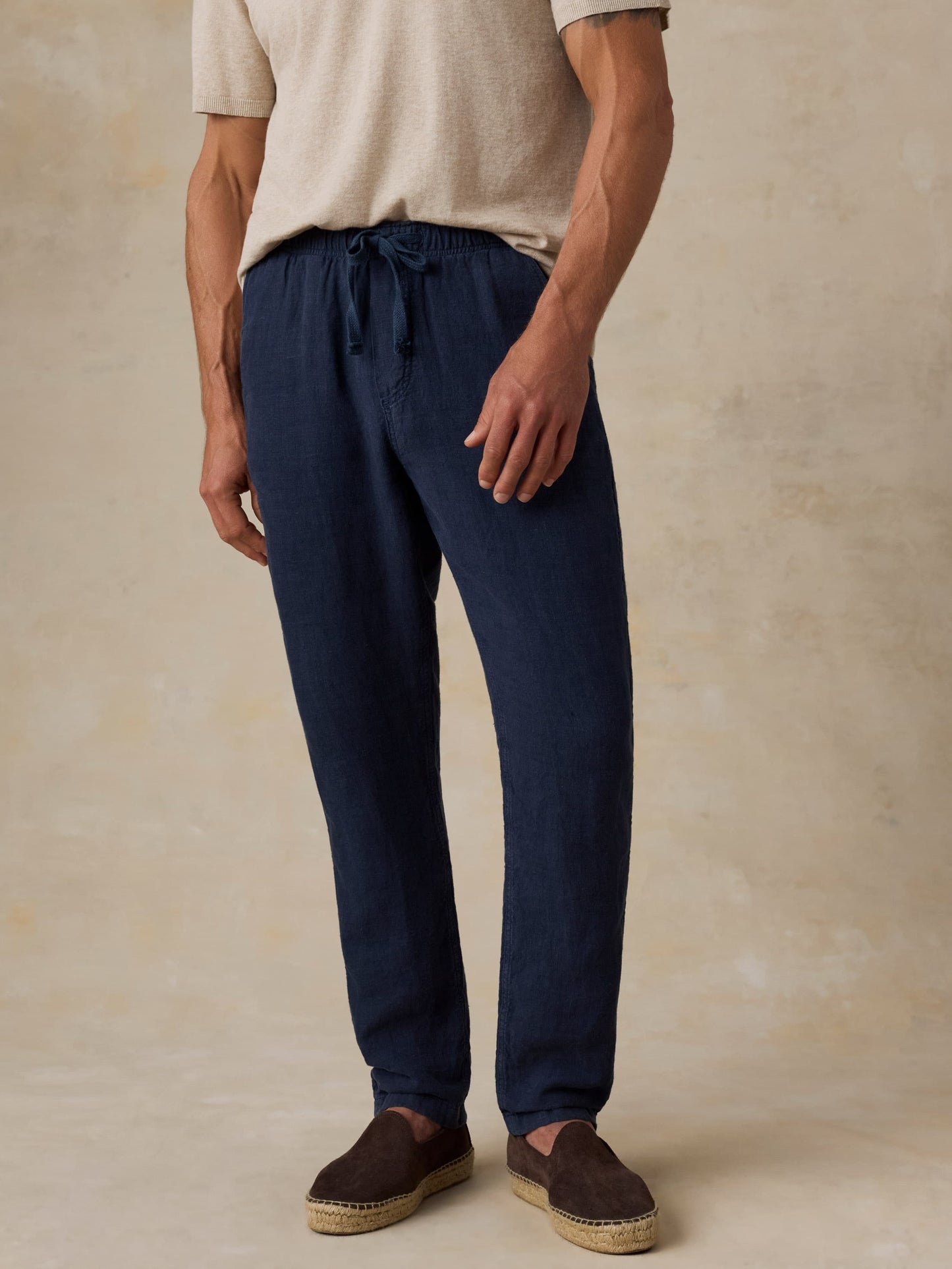 Linen Drawstring Pant - Island Navy