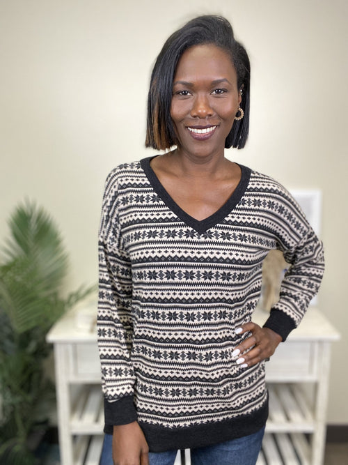 Never Stop Exploring Women's Patterned Long Sleeve Top