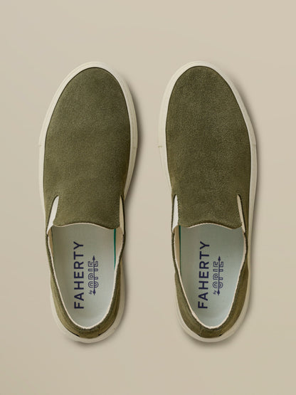 Faherty X Opie Way Slip On Sneaker - Olive