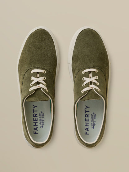 Faherty X Opie Way Deck Sneaker - Olive