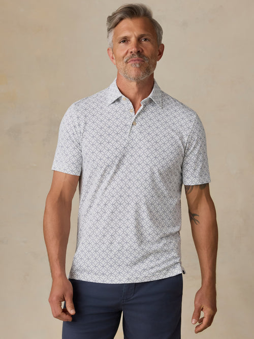 Short-Sleeve Movement™ Pique Polo - Ivory Blue Moonlight