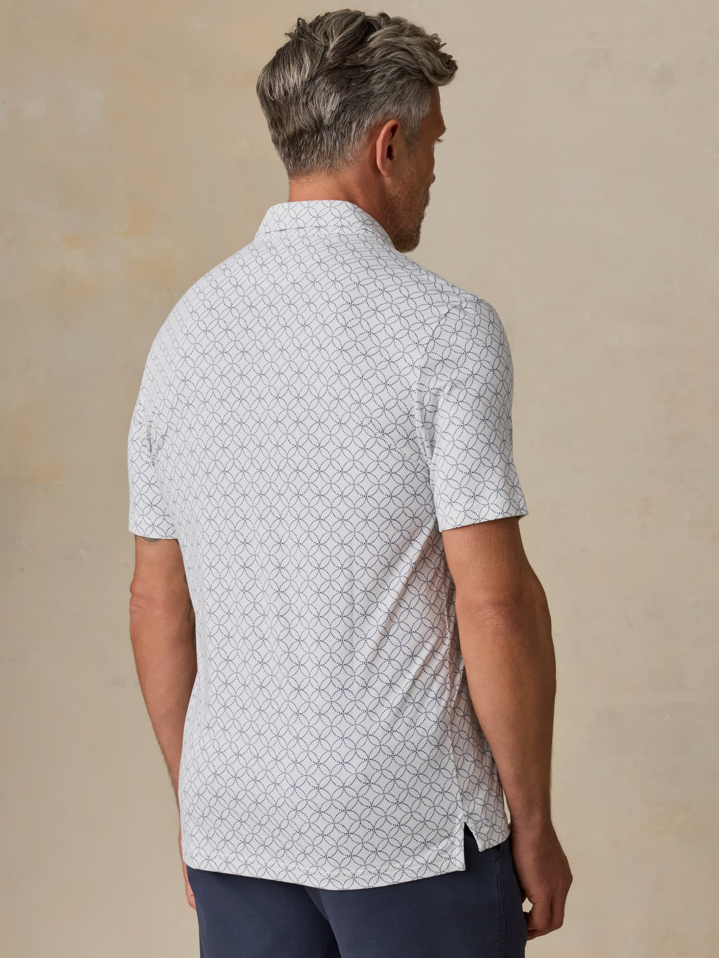 Short-Sleeve Movement™ Pique Polo - Ivory Blue Moonlight