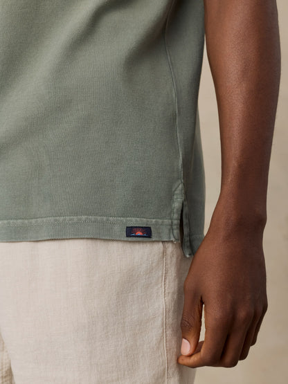 Short-Sleeve Sunwashed Pique Polo - Coastal Sage
