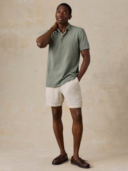 Short-Sleeve Sunwashed Pique Polo - Coastal Sage