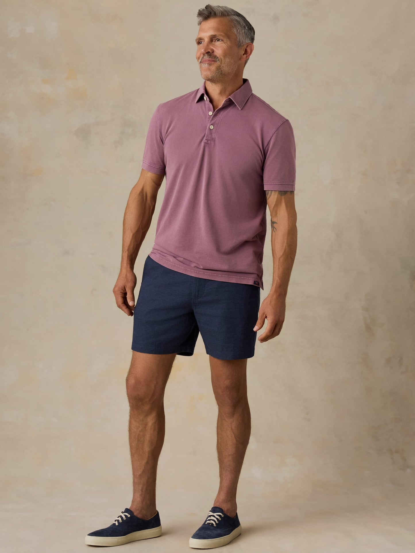 Short-Sleeve Sunwashed Pique Polo - Lilac Twilight