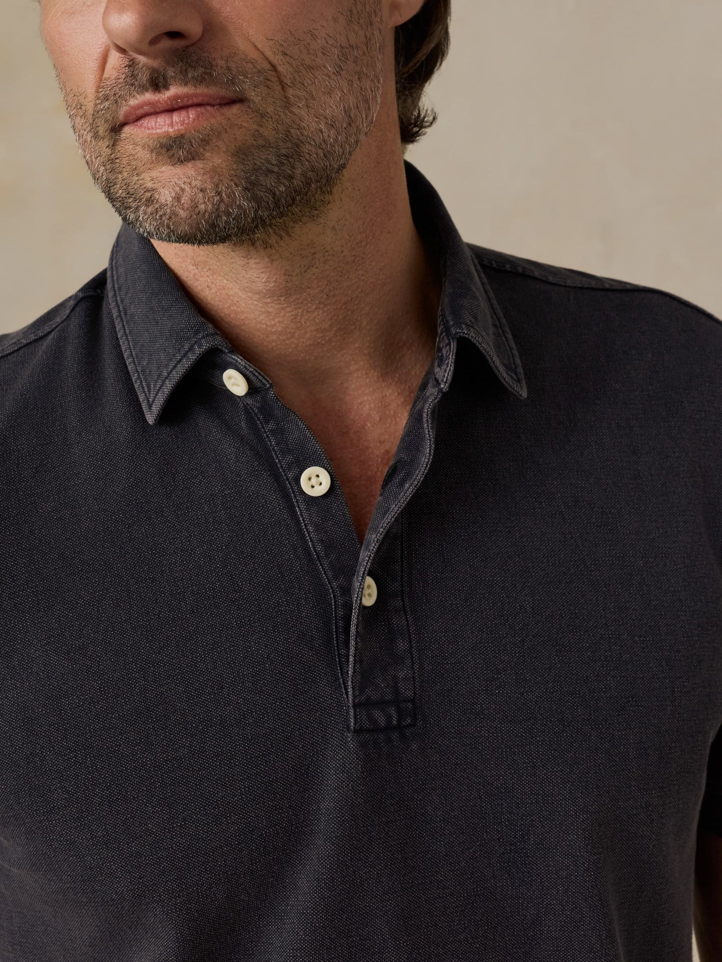 Short-Sleeve Sunwashed Pique Polo - Ridge Black