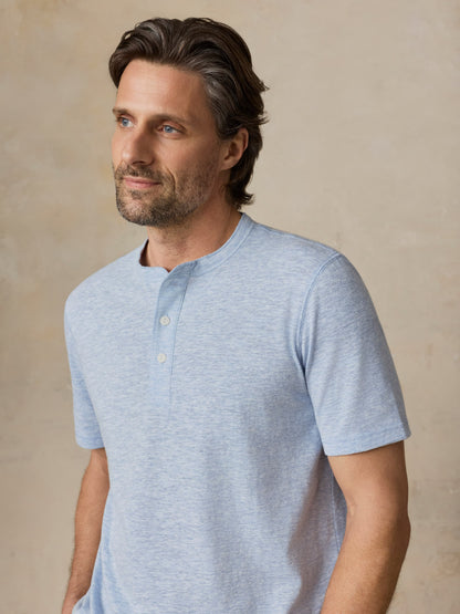 Short-Sleeve Breeze Henley - Blue Isle