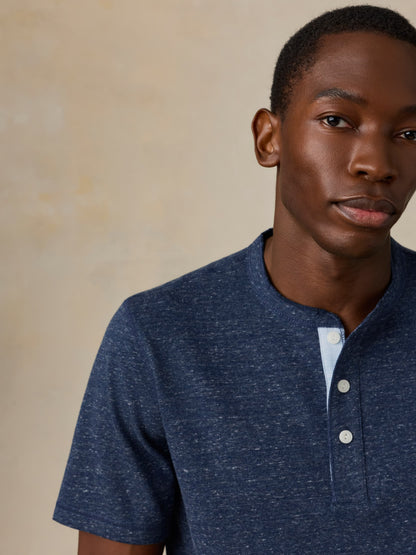 Short-Sleeve Breeze Henley - Midnight Skies Heather